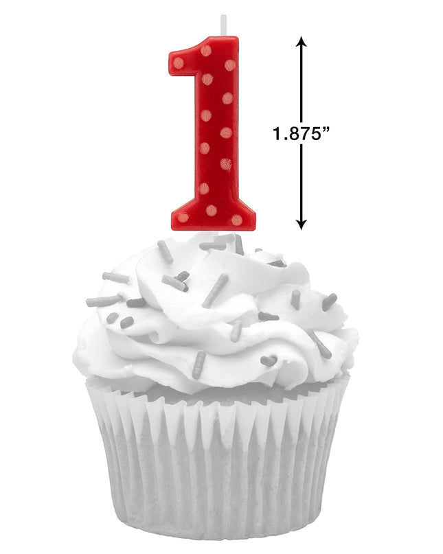 Paquete de velas de cumpleaños con números premium de Papyrus, lunares rojos (números del 0 al 9, 10 unidades)