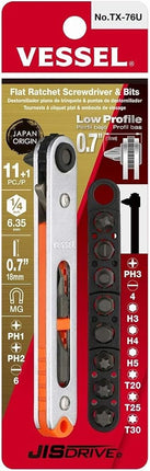 Vessel Low-Profile Flat Plate Ratchet Screwdriver 