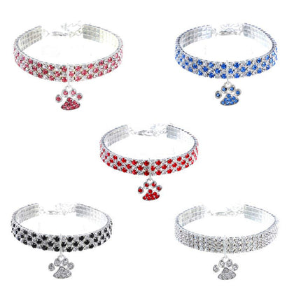 RayMinsino Pet Collar with Diamonds, Adjustable Crystal Diamond Elastic Heart Claw Pendant Wedding cat and Dog Small pet Necklace Jewelry