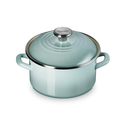 Olla tradicional pequeña Le Creuset de acero esmaltado, 3.6 L, Sea Salt
