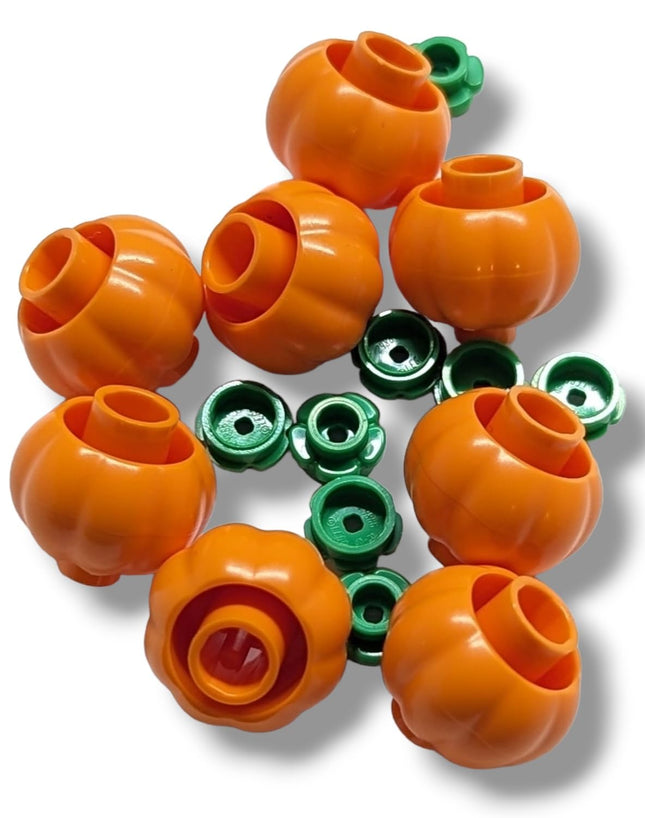LEGO Accessories - Orange Pumpkins with Bright Green Stems (Package of 8) Spooky Jack-0-Lantern Building Toys for Ages 8+