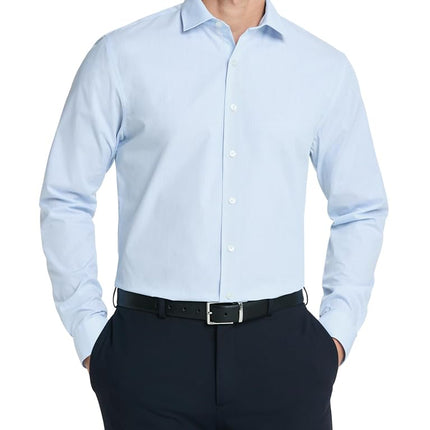 UNLISTED Kenneth Cole Men's Dress Shirt Slim Fit Checks and Stripes (Patterned), Light Blue, 16"-16.5" Neck 36"-37" Sleeve
