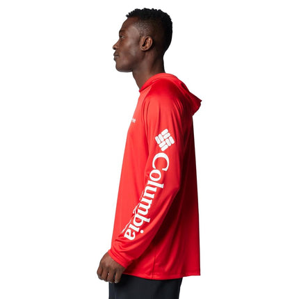 Columbia Men's Terminal Tackle Hoodie, Red Spark/White Logo, Medium