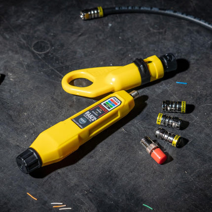 Klein Tools VDV002-820 Coax Push-On Connector VDV Kit, Includes The Tools Needed to Prepare, Connect and Test Coax Cables