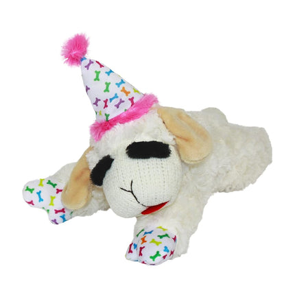 Multipet Lamb Chop Dog Toy with Birthday Hat, Pink