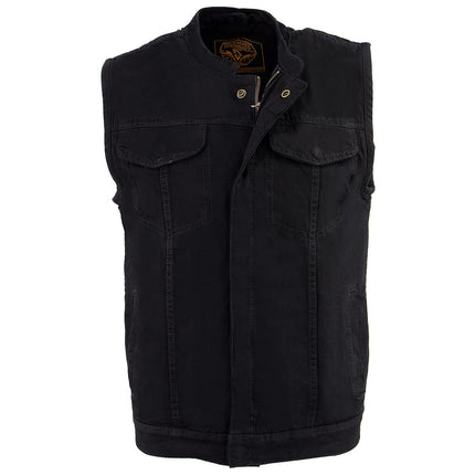 Milwaukee Men's Denim Club Vest with Hidden Snap and Zip (Black, 4X-Large)