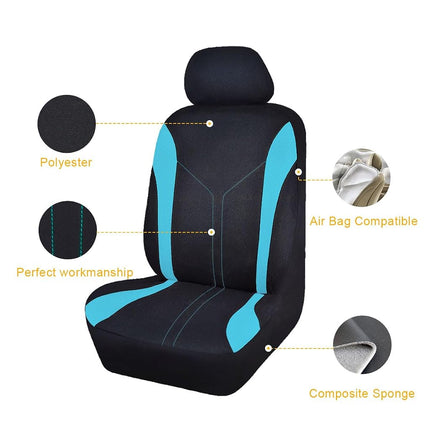 Flying Banner Car Seat Covers Front Seats and Rear Bench Mesh Fabric Rear Bench Split Polyester Cover Easy Installation SUV CAR Woman Lady Femal (Full Set, Black Mint Blue)…