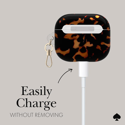 Kate Spade New York AirPods Protective Case with Keychain Ring - Tortoise, Compatible with AirPods 3rd Generation