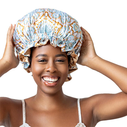 Bounce Curl Reversible Satin Hair Bonnet, Satin Adjustable Band, Frizz-Reducing Night Cap for Wavy, Curly & Coily Hair