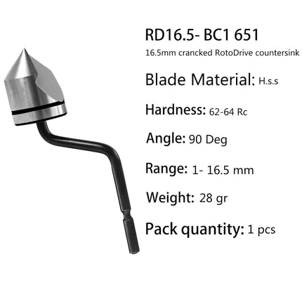 Askwhy Deburring Countersink Tool Set, RD16.5-BC1651 Countersink Hand Reamer, Great Burr Remover Hand Tool for Wood, Plastic, Aluminum, Copper and Steel (Countersink Blade Only)