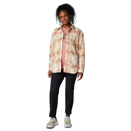 Columbia Women's Benton Springs Shirt Jacket 2, Fleece Jacket, Camel Brown Omblur, S