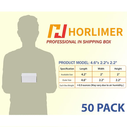 HORLIMER Set of 50 Small Corrugated Cardboard Mailing Boxes for Books (White, 4.6 x 2.2 x 2.2 inches)
