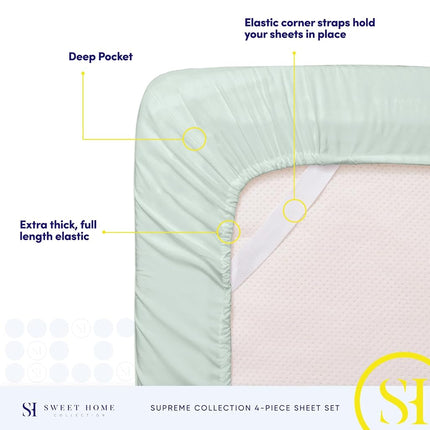 Sweet Home Collection Luxury Bedding Set with Flat, Fitted Sheet, 2 Pillow Cases, Find Double Brushed Microfiber, Mint, Twin