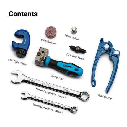 Capri Tools 3/16 in. Double Flaring Tool Kit for Brake Lines 3/16" SAE (4.75 mm) with Wrenches, Tube Cutter, and Tube Bender