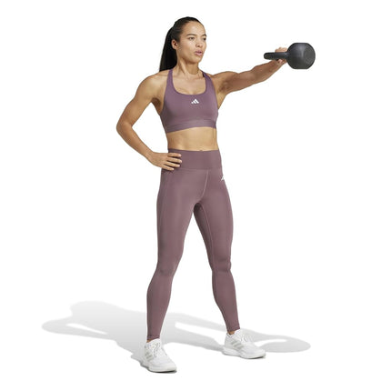 adidas Women's Optime Essentials Stash Pocket Full-Length Leggings, Shadow Fig, S (Tall)