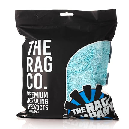 The Rag Company - The Liquid8r - Absorbent 70/30 Blend Microfiber Drying Towel for Cars, Trucks, SUVs, Safe for Detailing + Scratch Free, Twist Loop, 1100gsm, 16in x 16in, Aqua Blue/Grey (2-Pack)