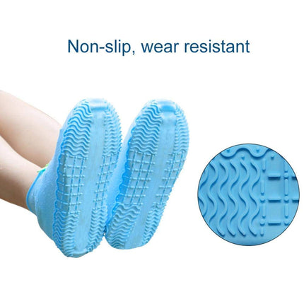 Shiwely Silicone Waterproof Shoe Covers, Upgrade Reusable Overshoes with Zipper, Resistant Rain Boots Non-Slip Washable Protection for Women, Men (XL (Women 10-13.5, Men 11.5-14), Blue)