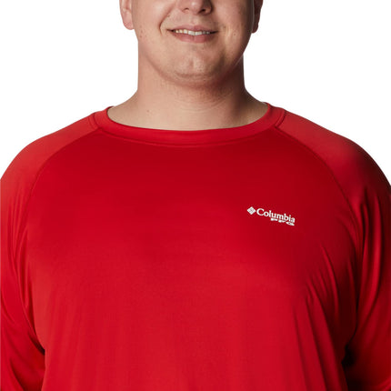 Columbia Men's Terminal Tackle Long Sleeve Shirt, Red Spark/White Logo, 2X
