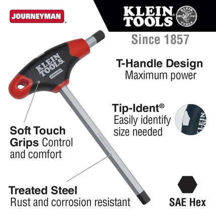 KLEIN TOOLS JTH6E14 5/16-Inch Hex Key, Journeyman T-Handle, 6-Inch