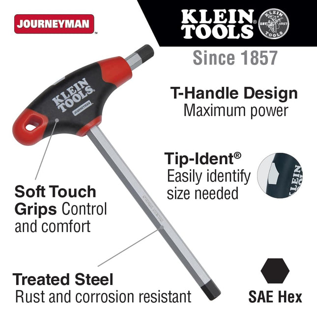 KLEIN TOOLS JTH6E14 5/16-Inch Hex Key, Journeyman T-Handle, 6-Inch