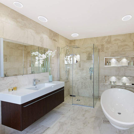 5" Bathroom Shower Dimmable Downlight Recessed Lighting Kit, Tempered Frosted Glass, Easy Install Push-N-Click Clips, Globe Electric 90036