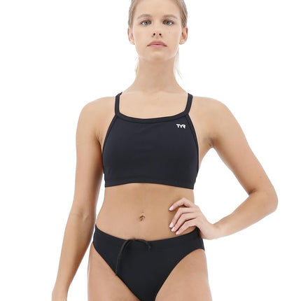 Bikini de entrenamiento TYR Solid Durafast Diamondback para mujer, Negro, XXS