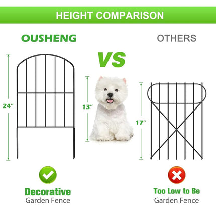 OUSHENG Decorative Garden Fence 10 Pack, Total 10ft (L) x 24in (H) Rustproof Metal Wire Fencing Border Animal Barrier, Flower Edging for Landscape Patio Yard Outdoor, Arched