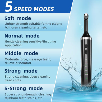 Teeth Polisher with 5 Brush Heads 8 Polish Pastes 5 Speed Modes and LED Light IPX6 Waterproof Tooth Polishing Kit Teeth Cleaner Tools for Home Use Teeth Whitening and Cleaning (Style White)