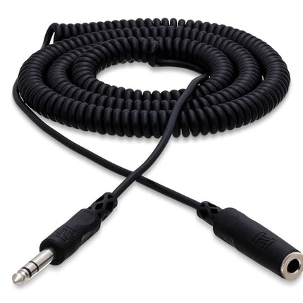 Hosa 1/4-In TRS to 1/4-In TRS Headphone Extension Coiled Cable, 25 Feet