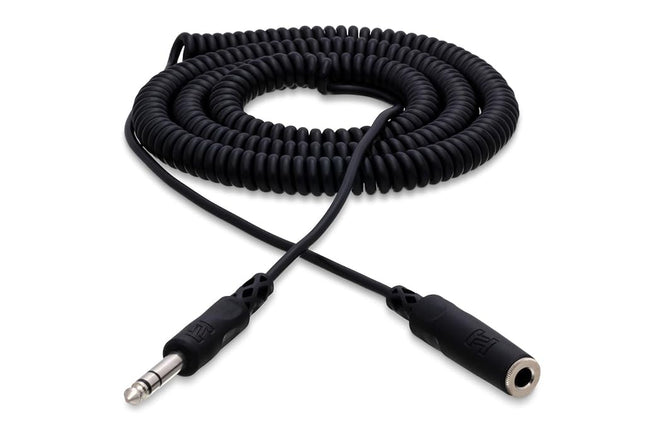 Hosa 1/4-In TRS to 1/4-In TRS Headphone Extension Coiled Cable, 25 Feet