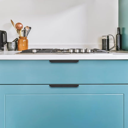 Ravinte Hardware 10 Pack Black Cabinet Handles, 5.9 Inch (150mm) Finger Edge Pulls, 5 Inch Hole Center, Finger Pulls for Cabinets