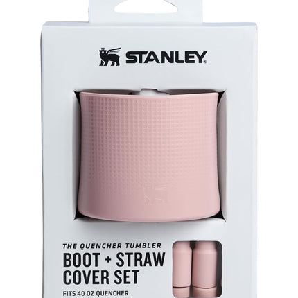 STANLEY Quencher Boot and Straw Cover Cap | Anti-Slip Silicone Protector for 40 oz Tumbler with Handle | Accessory Set for Stainless Steel Drinking Cup | Pink Dust