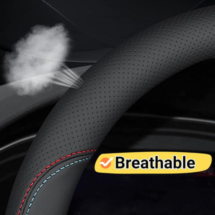 BllXESD Steering Wheel Cover Compatible for Toyota RAV4 2001-2023, Breathable Premium Leather Car Steering Wheel Cover, Anti-Slip Design, B-Style FXP-RC-FXCX-001