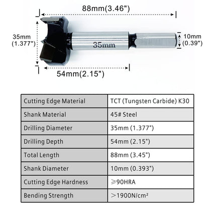STORMCUBE (35mm) - Forstner Drill Bits 35mm Tungsten Carbide Wood Hole Saw Auger Opener Woodworking Drilling Tool Wood Cutter