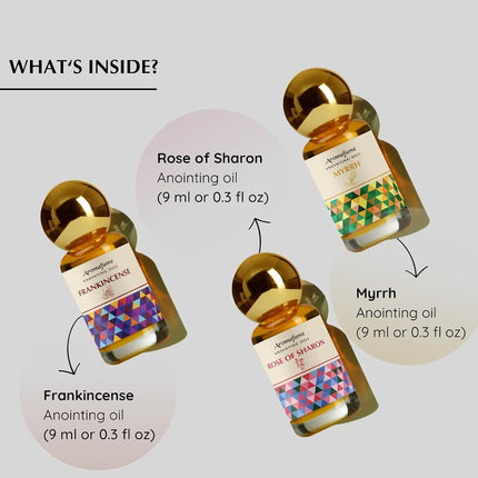 Frankincense, Myrrh & Rose of Sharon Anointing Oils, Holy Gifts, Aromafume