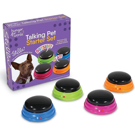 Hunger for Words Talking Pet Starter Set, Recordable Buttons for Dogs, Talking Dog Buttons, Teach Your Dog to Talk