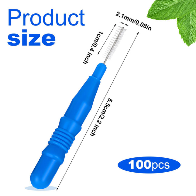 BBTO 100 Pcs Braces Dental Brush Flosser for Cleaner Interdental Brush Toothpick Tooth Flossing Head Oral Dental Toothpick Cleaners Cleaning Tool(Blue)