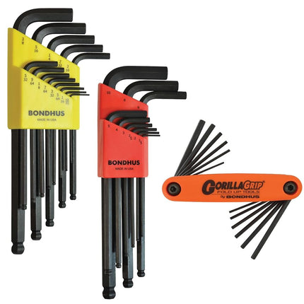 Sutton Tools Bondhus Ball End L-Wrench Set with Gorilagrip Fold-Up Wrench (34 Pieces)