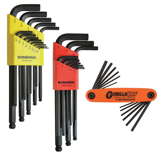 Sutton Tools Bondhus Ball End L-Wrench Set with Gorilagrip Fold-Up Wrench (34 Pieces)