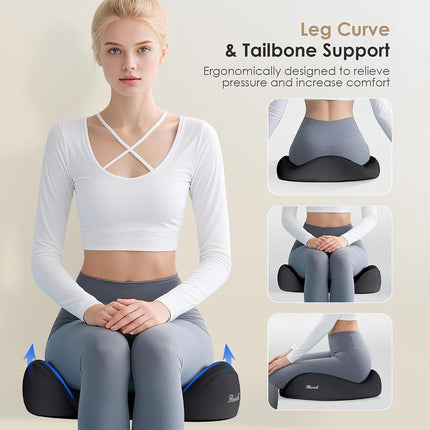 FLORICH Car Seat Cushion for Driving, Memory Foam Seat Cushion for Car Office Chair, Ergonomic Office Seat Chair Cushion, Larger Car Seat Cushion for Car Trunk, Wheelchair - Black