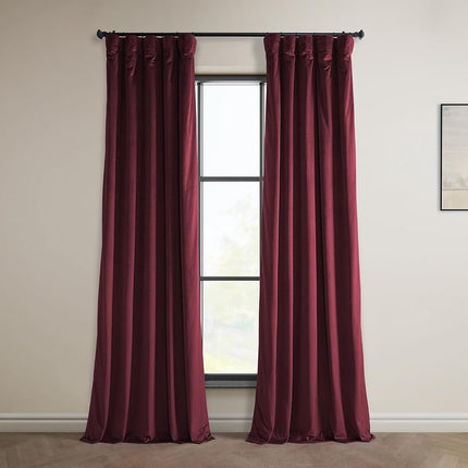 HPD Half Price Drapes Heritage Plush Velvet 96 Inches Long Darkening Curtains for Bedroom & Living Room 50W x 96L, (1 Panel), Dark Merlot, Polyester Blend, 50" W x 96" L (Pack of 1)