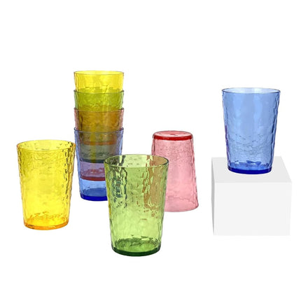 Yanglonghui 24-Ounce Plastic Tumblers (Set of 8), Reusable Plastic Mugs, BPA-Free Acrylic to Drink Mugs, Shatter Resistant, Textured Interior, Dishwasher Safe (Multi Color, 15 Ounce)