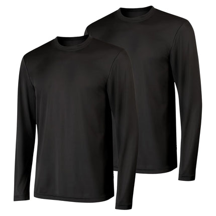 Hanes mensO482LLong Sleeve Cool Dri T-Shirt UPF 50+ (Pack of 2) Long Sleeve Shirt - Black - Medium