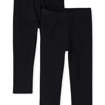 The Children's Place Leggings de bebé y niña pequeña, negro/negro paquete de 2, 2T