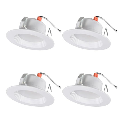Sylvania 4� LED Recessed Lighting Downlight with Trim, Dimmable, 7.5W=65W, 600 Lumens, White 3000K, Wet Rated/UL/Energy Star - 4 Pack (62022)