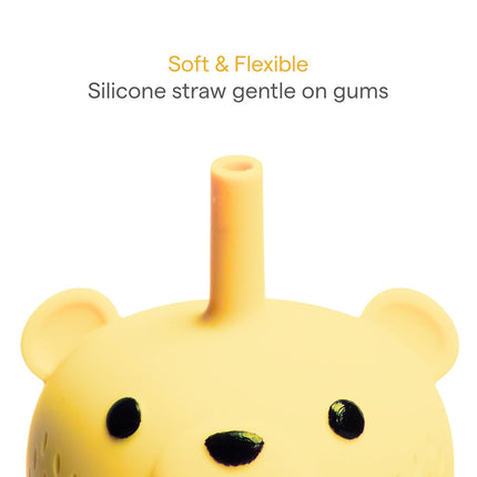 Munchkin Gentle Transition Honey Bear Straw Cup for Babies and Toddlers 6 Months and Up, Squeezable Sippy Bottle for Easy Drinking, 9 Ounce, Yellow