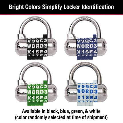 2-1/2in (64mm) Wide Set Your Own Word Combination Padlock with Interchangeable, Removable Dials; Black; 3 pk. 1534EC3