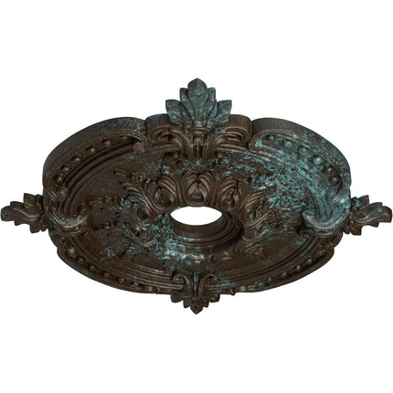 Ekena Millwork CM28BEBBS Benson Classic Ceiling Locket (Fits Canopies up to 6.5") Hand Painted 28" OD x 3.75" ID x 1 3/8" P Bronze Blue Patina