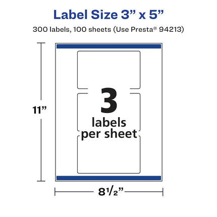 Avery Glossy Clear Rectangle Labels with Sure Feed, 3" x 5", 300 Glossy Clear Labels, Print-to-The-Edge, Laser/Inkjet Printable Labels