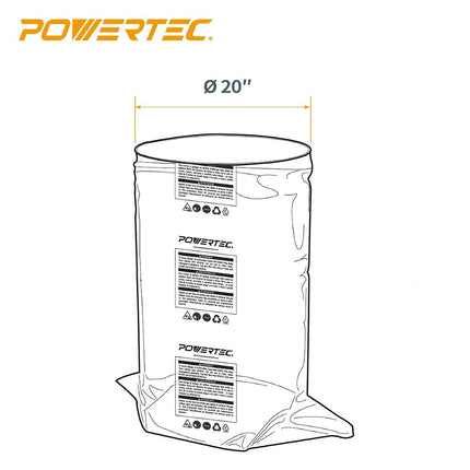 POWERTEC 70002 Clear Plastic Dust Collection Bag, 32 x 43-Inch, 5-Pack